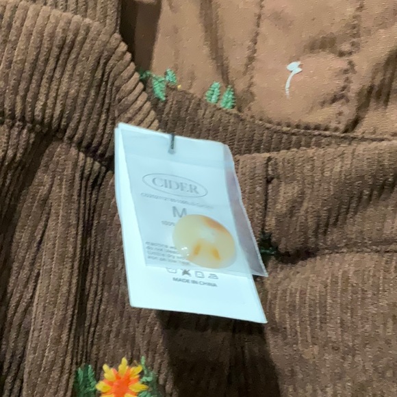 Cider Ditsy Floral Corduroy Jumpsuit Overalls Brown Medium Pockets New - Picture 4 of 7